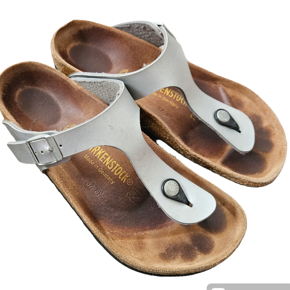 Birkenstock Gizeh Silver Sandal Slides size 39